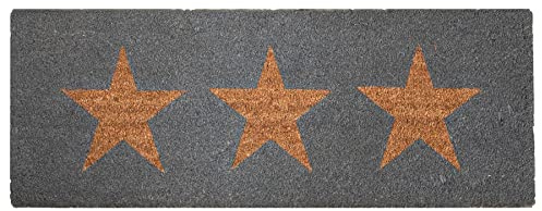 Roseley 100% Natural Coir Door Mat 125 x 40cm Indoor Outdoor Non-Slip Backing Long Decorative Welcome Doormat for Hallway Foyer Dirt Trapper Large Entrance Runner [Brown Stars]…