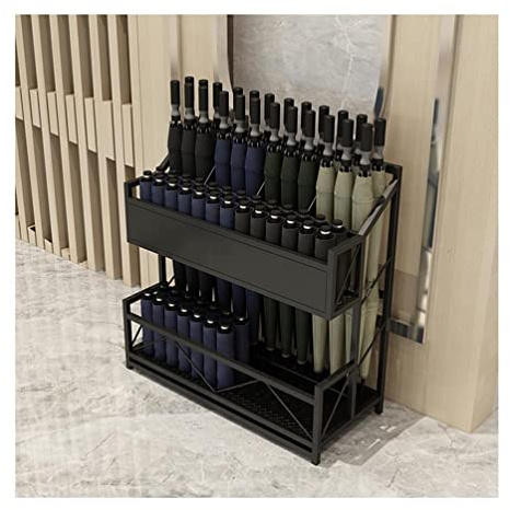 Paragüeros Soporte De Paraguas De Hierro Forjado De Gran Capacidad - 40-60 Paraguas, Organizador De Paraguas De Entrada Comercial En Casa, 2 Tamaños (Color : Black, Size : 48x24x62cm)