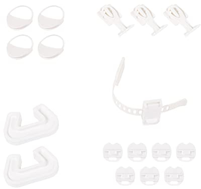 CHILDHOME, Sicherheitsset für Kinder/Babys, 4 x Tischecken + 7 x Steckdosenschutz + 3 x Schubladenverschlüsse + 2 x Türstopper + 1 x multifunktionaler Verschluss, (17-teilig)