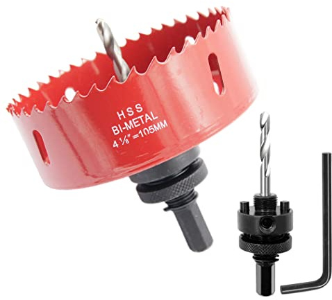 Lochsäge 105mm, LAIWEI Schwerlast Dorn lochbohrer, 4341 Bohrer, Lochfräser zum Bohren von Löchern in Holz, Aluminium, PVC und anderen Materialien, Bohrwerkzeuge