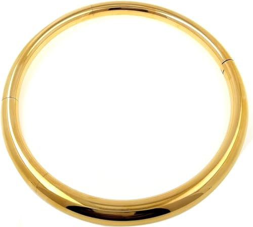 ACECHANNEL Stainless Steel Choker Necklace Sexy Collar with O Ring Women Men Choker Torque Fashion Choker Necklace (Inner Diameter 140mm, C057PG Polish Gold)