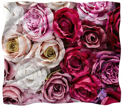 Fleece-Überwurfdecke, schöne rosa rote und weiße Rosen, für Couch, Sofa oder Bett, gemütliche, weiche Decken