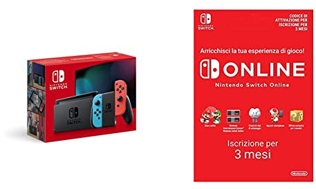 Nintendo Switch con Joy-Con Rosso Neon e Blu Neon [Ed. 2022] + 90 Giorni Switch Online Membri (Individual) Codice download