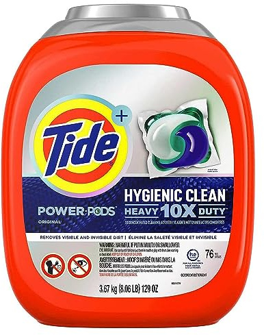Tide Pods 76 pacs, Heavy Duty 10 X Power Pods, Hygienic Clean High efficiency (he) Laundry Detergent, 3.48kg/7.62 lb/122 oz