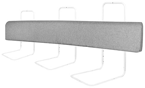HENGMEI Bettgitter Bettschutzgitter 2x180cm Bettkantenschutz Bettgitter Höhenverstellbar Sicherheitsgeländer Bettumrandung, Leinengrau