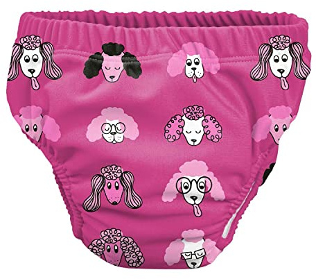 Pss! - Pannolino per Bambini per l'Acqua - Modello Dog Princess - Per Bambini da 3 a 8 kg - Taglia M - Unisex - Design Multicolore -Assorbente e Riutilizzabile -Impermeabile e Confortevole - 1 Pièce