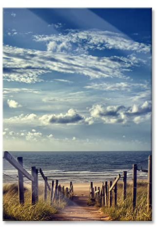 Pixxprint Glasbild, Wandbild aus Echtglas, Weg zum Strand am Meer, 40x60 cm, inkl. Aufhängung und Abstandshalter