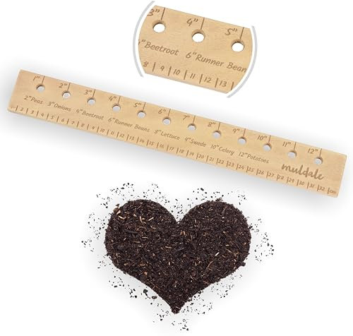 Muldale Wooden Planting Ruler for Gardeners - Perfect Seed Spacer for Precise Planting and Spacing of Seeds - With Vegetable Spacing Suggestions - 32cm 12