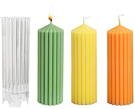 3D Kerze Silikonform Gießform, Silikon Kerzengießform, DIY Plastik Stumpenkerze Gießform zum Gießen Große Runde vertikale Kerzenform für Herstellung von Kerzen, Handgefertigte Seife