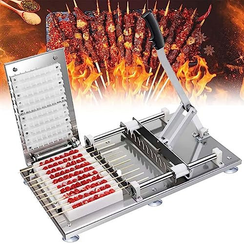 Máquina manual para pinchos de kebab, barbacoa de acero inoxidable, máquina manual para pinchos de kebab de cordero, 10 pinchos a la vez, parrilla para hacer kebab, para cocina, barbacoa, camping