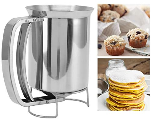 Dispenser per Pancake, Dispenser Per Pastella Per Pancake, Dosatore per Impasti in Acciaio Inox, 10,5 x 16,2 cm, Separatore di Pastella, Dispenser di Imbuto per Torte, Pancake, Muffin, Waffle