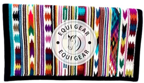 EQUIGEAR Western Show Horse Satteldecke aus neuseeländischer Wolle, Western-Design, handgefertigte Satteldecke, Wollpolster, Sensor Flex (Anpassung möglich), WW14 (34x36)