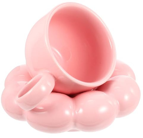 Ciieeo Juego De 2 Tazas De Café y Leche De Cerámica Macaron Rosa Melocotón Tazas De Agua Pequeñas Para Hogar Oficina y Cafetería Para Espresso y Té