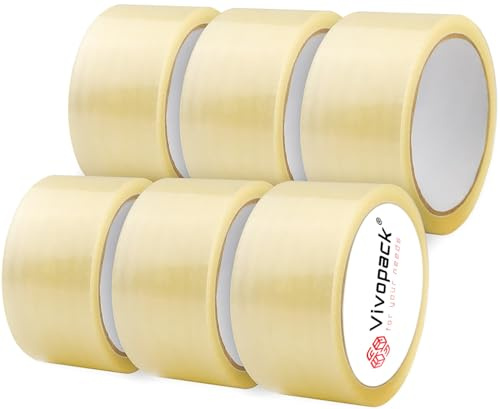 Vivopack Paketklebeband transparent 6 Stück, Paketband, Starkes Klebeband transparent, Klebeband Paket, Paketband transparent, Klebebänder Tape Versand, Packetband, Packband transparent