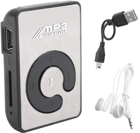 Joselin Mini reproductor de música MP3 con cable USB con auriculares, color negro
