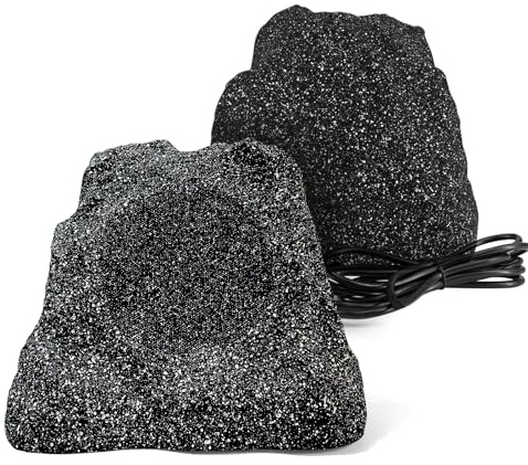 Herdio 8 Outdoor Rock Bluetooth Speakers Waterproof 600 Watt Resin Material All Weather for Deck Pool Backyard Patio Garden BBQ (1 Pair)