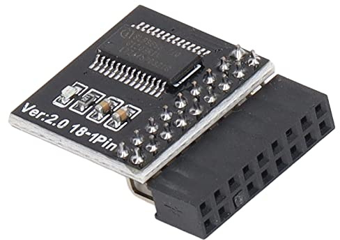 Akozon TPM2.0 Modul 18-polig Verschlüsselungs-Sicherheitsmodul für Motherboard LPC-Karte für Upgrade-Test Schwarz