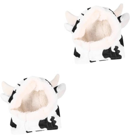 TOGEVAL 2stücke Plüsch Haustiermütze Kuh Kostüm Für Hunde Niedliches Partyzubehör Cosplay Hut Für Halloween Und Festliche Anlässe Hochwertiger Formbeständiger