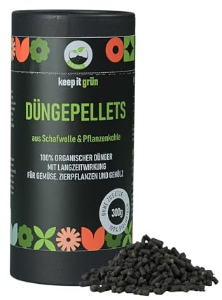 keep it grün Bio Langzeitdünger (300g) aus Pflanzenkohle & Schafwolle | rein organischer Dünger für Gemüse, Zierpflanzen und Obst | Wasserspeicher + Humusaufbau | natürlich | ohne künstliche Zusätze