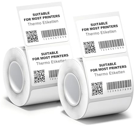 Logei Etiketten Selbstklebend, 2 Rollen Etikettendrucker selbstklebend Thermo Etiketten，Adressaufkleber Etikettenband Papier für Etikettiergerät Ersatz,kleine Unternehmen,Schule (2 rolle 40 * 30 mm)