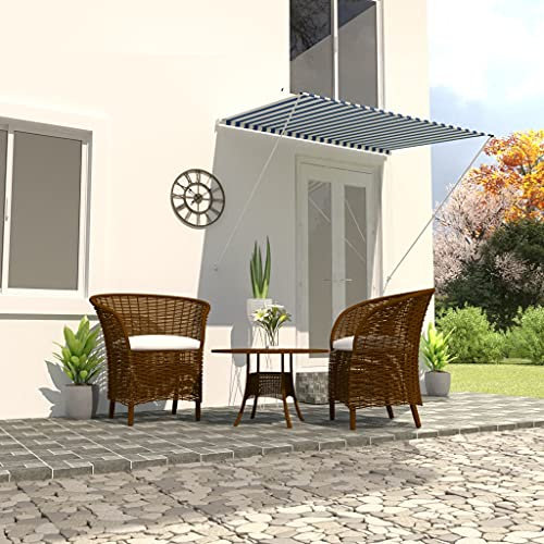 Lawn & Garden Ausziehbare Markise 200x150 cm Blau und Weiß Outdoor Living