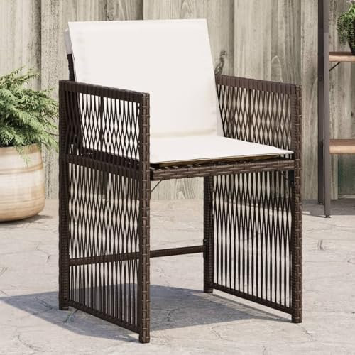 Xichuzi Gartenstühle mit Kissen 4 STK. Braun Poly Rattan, Gartenmöbel, Terrassenstühle, Balkon Stühle, Balkonstuhl, Garten Stühle Für Draussen - 365037
