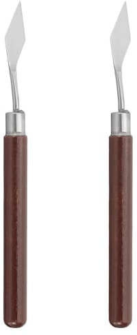 PATIKIL Art Spatula, 2 Pcs 13mm Stainless Steel Small Flexible Palette Knife Painting Knife Painting Spatula Oil Painting Mixing Scraper with Wood Handle for Canvas Acrylic Painting, Red