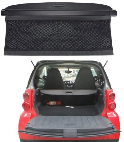 ZzQyy Ausziehbar Kofferraum Schutz Abdeckung Laderaumabdeckung für Smart 451 Fortwo 2007 2008 2009 2010 2011 2012 2013 2014, Kofferraumabdeckung Schutz Rollo, Auto Interieurleisten ZubehöR
