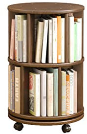 360° drehbares Bücherregal aus Gummiholz mit Rollen für Home Office Display Regal