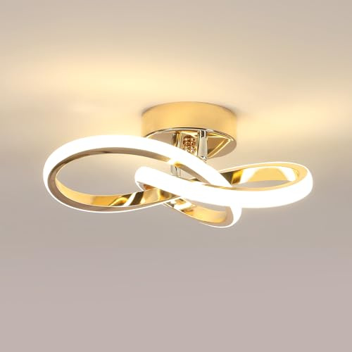 Goeco LED Deckenleuchte Spirale 22W 2500LM 4500K 25CM, Gold | Moderne LED Deckenlampe Blumenform Natürliches Licht Neutrales Licht für Wohnzimmer Schlafzimmer Flur Küche Balkon