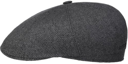 Stetson Harridge Silk Flatcap Schirmmütze Schiebermütze Herren - Made in Germany mit Schirm, Futter Frühling-Sommer Sommer - 55 cm grau-schwarz