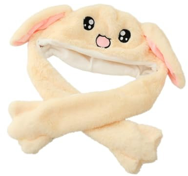 BESTonZON 1stück Bewegliche Ohren Bunny Hut Für Erwachsene Und Plüsch Tiermütze Beige Für Fotografie Und Spaß Gemütlich Und Anpassbar Für Verschiedene Kopfgrößen