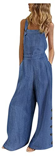 Salopette da Donna Tall, Tute Jumpsuit Donna Eleganti Casual Senza Maniche Tuta Intera Jumpsuit Cotone E Lino Overall Pantaloni Larghi con Tasche da Spiaggia