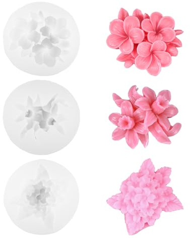 3 Stück Silikonformen Gießformen, Ostern Silikonform Blumen Kerzenformen Silikon, Wiederverwendbare Kerzenform Silikon für Die Herstellung von Handgefertigten Duftkerzen, Seifen, Gips Harzhandwerk