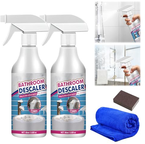 Multifunktional Duschkabinenreiniger, 2025 Neu Bathroom Descaler Cleaner, 100ML Reiniger für hartnäckige Flecken WC Reiniger Kalkentferner Dusche Stark für Toiletten Küchen Badezimmer Böden (2)
