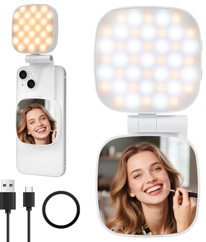 Kalofaye Luce magnetica per selfie, luce per telefono compatibile con MagSafe iPhone, CRI95 360° LED Selfie Ring Fill Light con specchio per selfie/Vlog/Fotografia/TikTok/chiamate zoom/videoconferenze