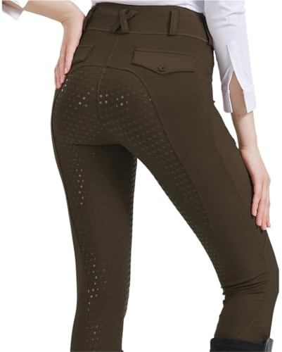 CGUOHU Reithosen Reithose aus Silikon, rutschfest, schnelltrocknend, eng anliegend, for Radsportprüfungen Reitleggings(Brown,L)