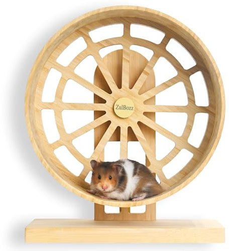 ZulBozz Hamsterrad aus Bambus Ø 23 cm – Leises Holz-Laufrad mit Höhenverstellung | Für Syrische Hamster, Zwerghamster, Roborowski, Rennmäuse & Mäuse