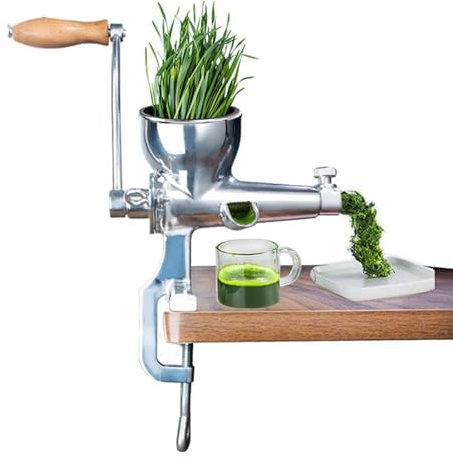 Yonuaret Extracteur De Jus À Froid,Extracteur Manuel en Acier Inoxydable avec Manivelle | De Jus Manuel Lent Pour Légumes Fruits Céleri Kale Persil Épinards Tomate Canne À Sucre | Blé Orge