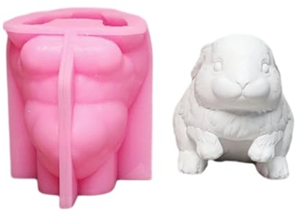 Molde de silicona para conejos 3D, moldes de fundición para adornos, moldes de yeso