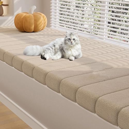 Generisch Sitzbank Polster 120x40 180x40 150x40 100x45 Bankauflage Sitzkissen Bank Rutschfester,5.5cm Waschbares Bankkissen Fenstersitzkissen,Indoor Outdoor Sitzauflage Bank,Milk Tea,110x40cm/43x16in