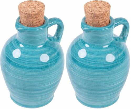 Mini Anfora oliera 95 ml in ceramica tappo in sughero, Masseria (Confezione da 2)