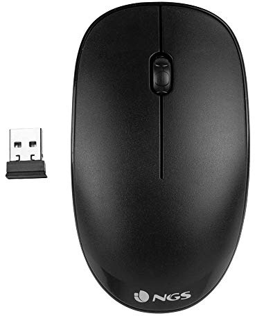 NGS Fog Black - Souris Optique sans Fil 2.4GHz, Souris pour Ordinateur ou Laptop avec 2 Bouttons et Scroll, 1000dpi, Noir