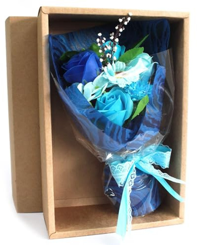 Boxed Hand Soap Flower Bouquet - Blue