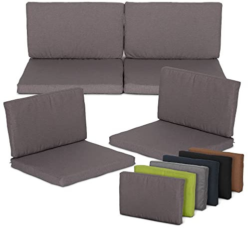 Beo Set de cojin Exterior de Lounge Monaco | 8 Cojines de Exterior repelentes al Agua y Transpirables | Cojines de Respaldo y de Asiento para el Jardin | Apto para Muebles de salón Allibert | Gris