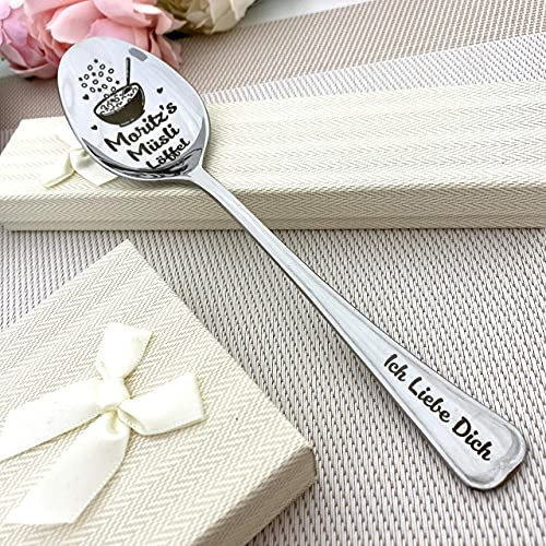 Müslilöffel in Geschenkbox - Individueller Persönlicher Löffel Mit Text am Griff - Müsli-Löffel Geschenk