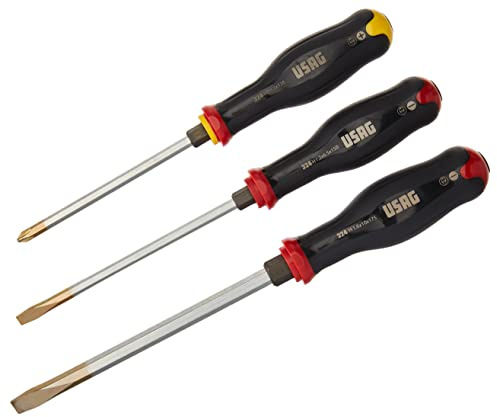 USAG U03240670 Serie 3 giraviti martellabili a Taglio e Croce, Nero, Pezzi