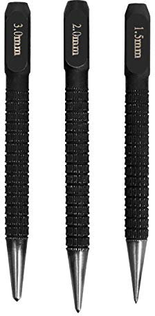 QWORK® Ankörner Satz , Durchtreiber und Körner Set , Positionierstanzer , 1.5 , 2 , 3mm , 3 Stück