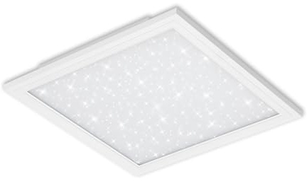 Briloner Leuchten - LED Panel, Deckenlampe inkl. Sternendekor, Deckenleuchte dimmbar, Farbtemperatursteuerung (CCT), inkl. Fernbedienung, 24 Watt, 2.400 Lumen, Weiß, 450x450x60mm (LxBxH), 7302-016