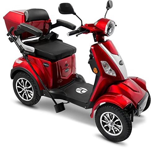 Rolektro Elektromobil E-Quad 25 V.3 Pro Rot mit Lithium-Akku - Seniorenfahrzeug 4-Rad E-Mobil - 80km Reichweite - 1000W Seniorenmobil mit Straßen-Zulassung